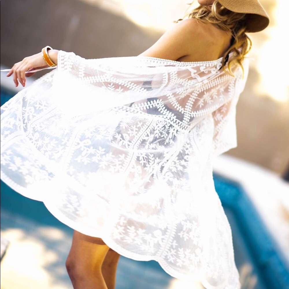 Festival Lace Kimono Duster White